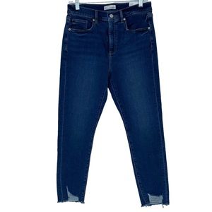 NWT LOFT high rise The Skinny raw frayed chewed hem jeans, 29